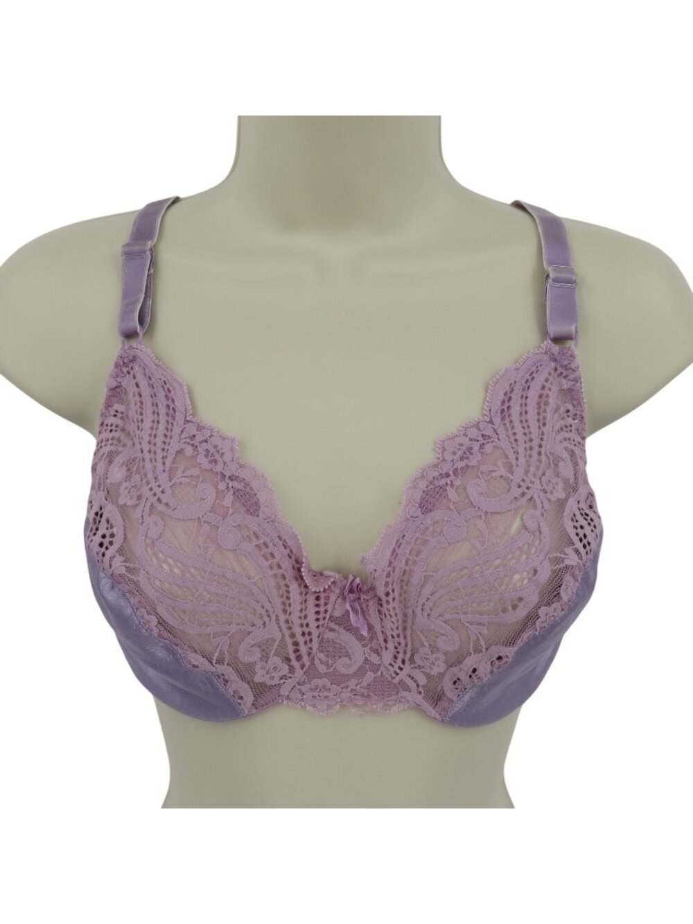 VTG Lilyette 38C Style 9603 Purple Paisley Scroll Underwire Bra Unlined Lace